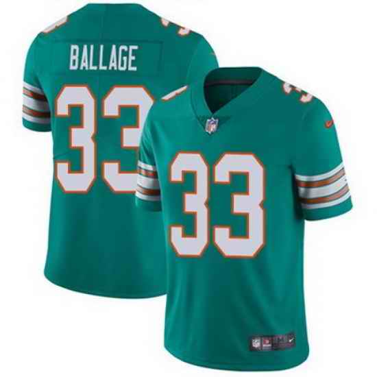 Nike Dolphins #33 Kalen Ballage Aqua Green Alternate Mens Stitched NFL Vapor Untouchable Limited Jersey
